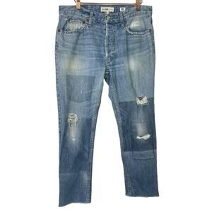 Re/Done Jeans 28 Originals Relaxed Crop Med Wash Frayed Hem